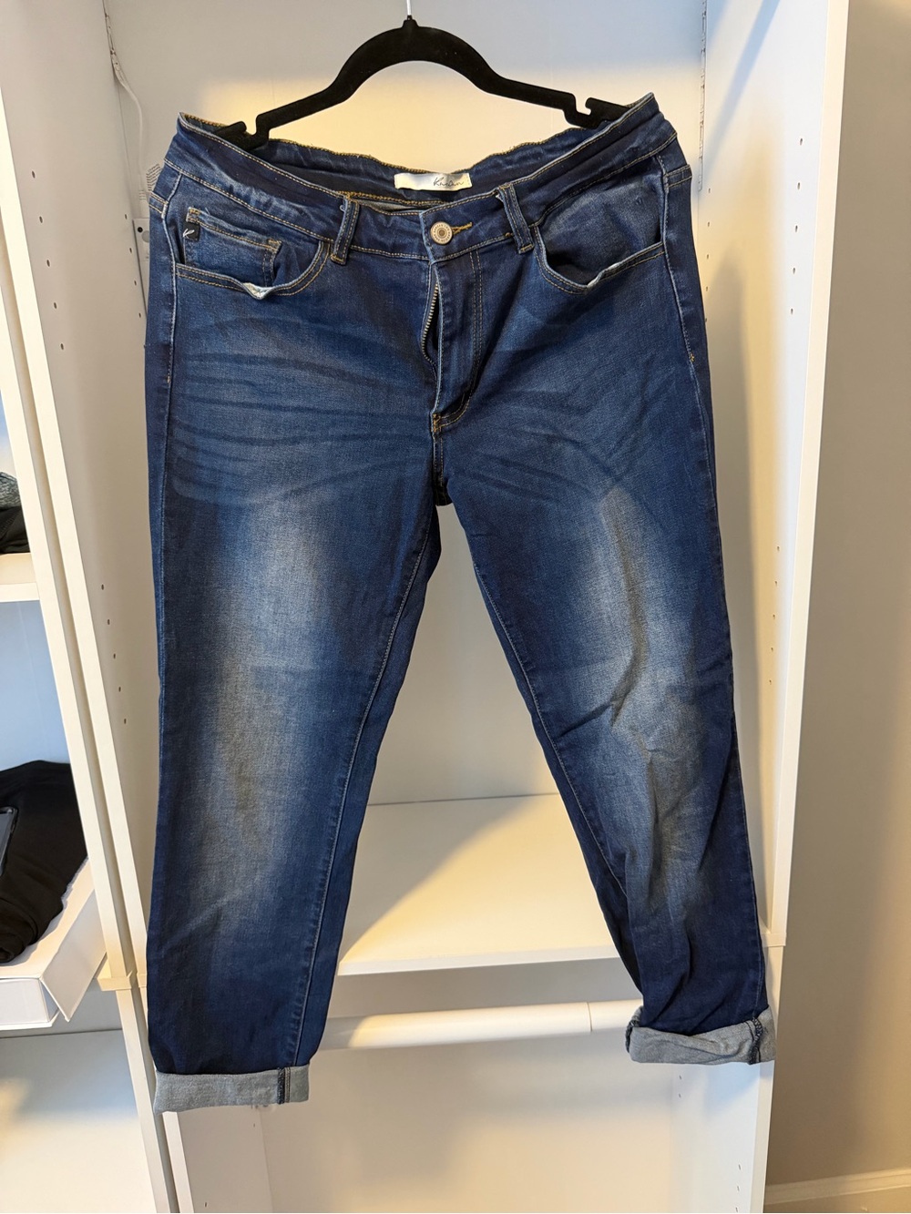 Kancan Dark Wash Cuffed Jeans Size 13/30